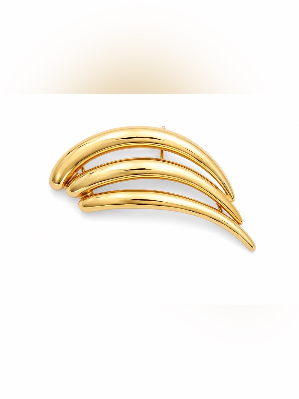 Piscitelli Brooch Pin Angel Wing Swoosh Triple Bar Leaf Signed 1960s Vintage